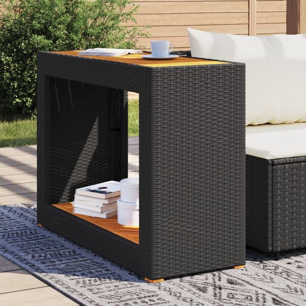 vidaXL Tavolino da Giardino Piano Legno Nero 100x40x75 cm Polyrattan