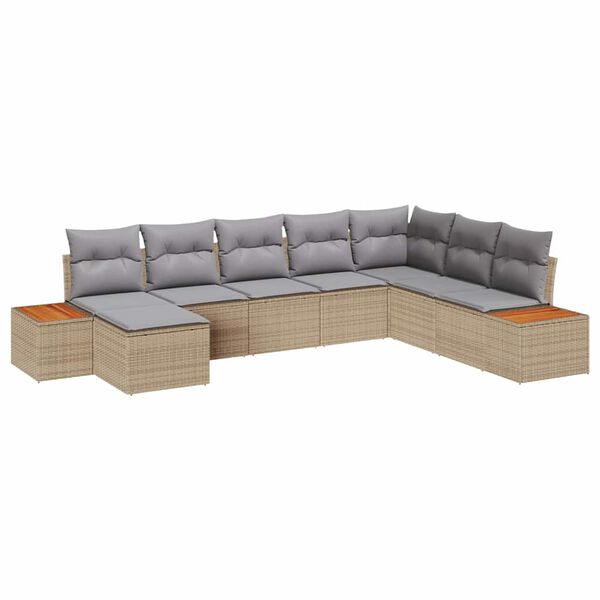 vidaXL Set Divano da Giardino 9 pcs Beige e Grigio Chiaro Polyrattan