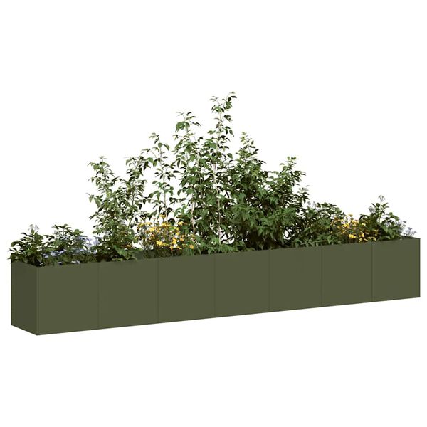 vidaXL Fioriera Verde Oliva 280x40x40 cm in Acciaio Laminato a Freddo