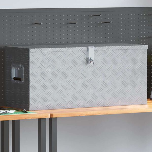 vidaXL Cassetta in Alluminio 90,5x35x40 cm Argento