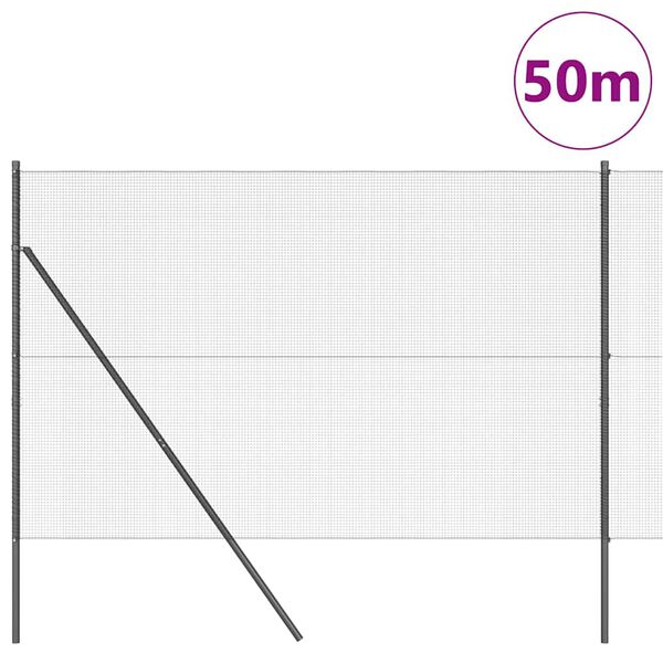 vidaXL Palo della recinzione Grigio 50 x 1,5 m (maglia 12 x 12 mm)