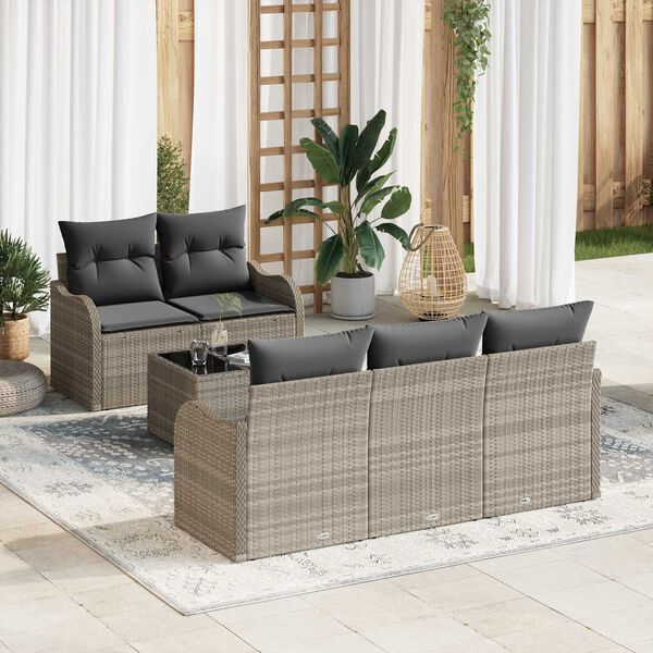 vidaXL Set Divano da Giardino Grigio chiaro polyrattan