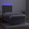 vidaXL Letto a Molle Materasso e LED Grigio Chiaro 90x200 cm Velluto