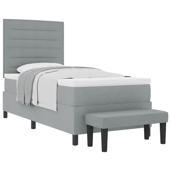 vidaXL Letto a molle con testiera Grigio chiaro 90 x 190 cm Tessuto