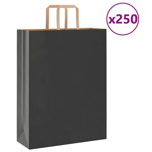 vidaXL Sacchetti di Carta 250 pz con Manici Neri 32x12x42 cm