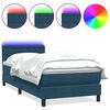 vidaXL Letto a Molle con Materasso e LED Blu Scuro 100x220 cm in Velluto