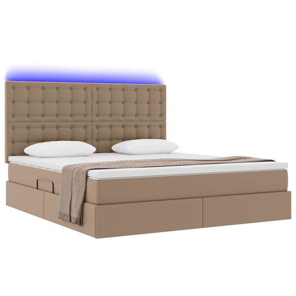 vidaXL Letto con contenitore e LED con led Cappuccino 160 x 200 cm