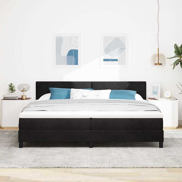 vidaXL Letto a Sorgente LED con materasso Nero 200 x 200 cm Velluto