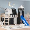 vidaXL Letto a Soppalco con Torre Bambini Bianco e Nero 90x200cm Pino