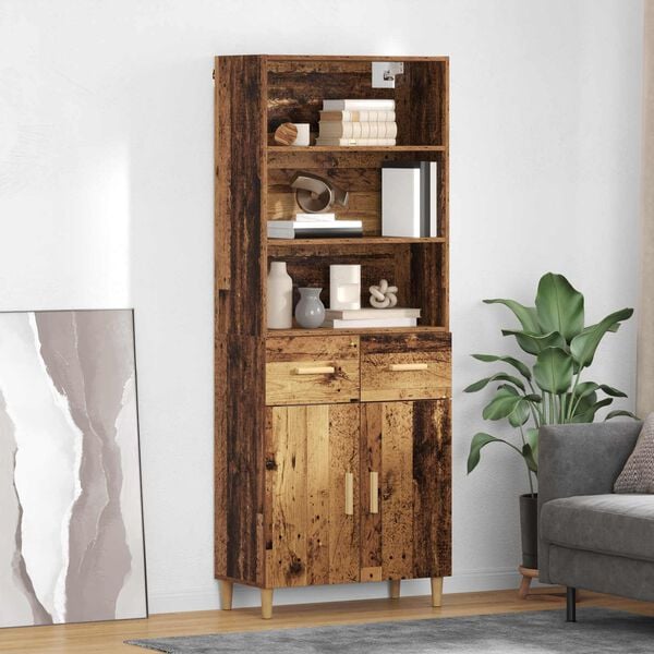 vidaXL Credenza Legno vecchio 69,5 x 32,5 x 180 cm Legno multistrato