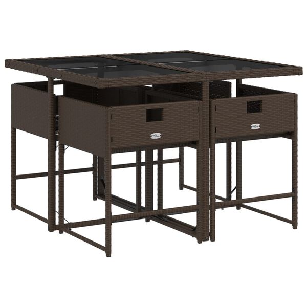 vidaXL Set da Pranzo da Giardino 5pz con Cuscini in Polyrattan Marrone