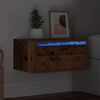 vidaXL Comodino a Parete con Luci LED Legno Antico