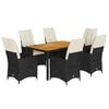 vidaXL Set da Pranzo da Giardino 7 pz Nero con Cuscini in Polyrattan
