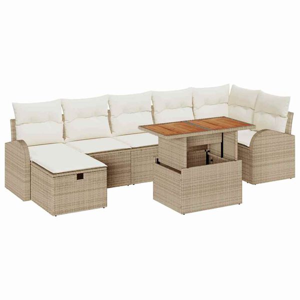 vidaXL Set Divano da Giardino 8 pcs Beige polyrattan