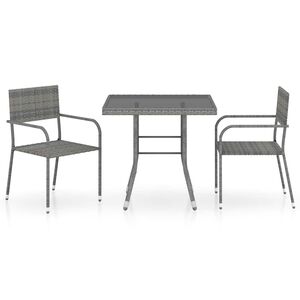 vidaXL Set da Pranzo per Giardino 3 pz in Polyrattan Antracite Grigio