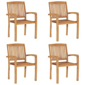 vidaXL Sedie da Giardino Impilabili 4 pz in Legno Massello di Teak