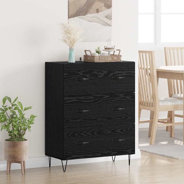vidaXL Credenza con cassetto Rovere Nero 69,5 x 34 x 90 cm