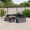 vidaXL Set Divani da Giardino 9 pz con Cuscini Nero in Polyrattan