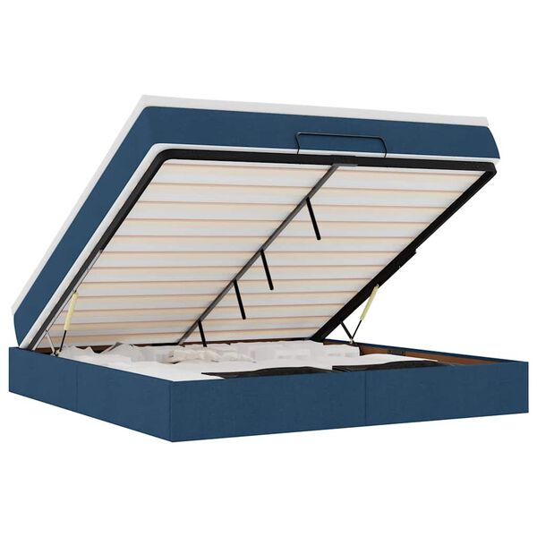 vidaXL Struttura Letto Pouf con Materasso Blu 160x200 cm in Tessuto