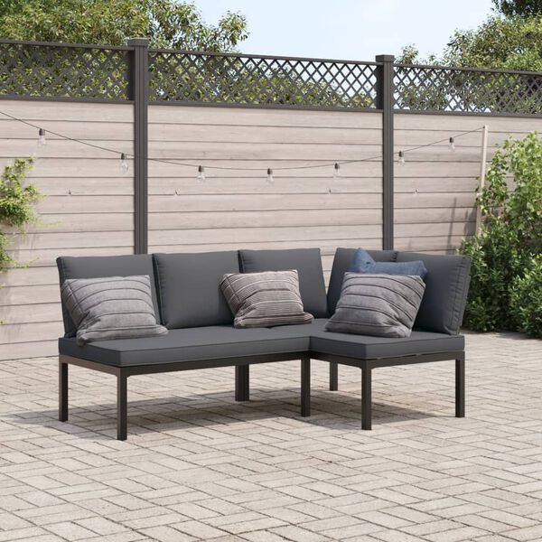 vidaXL Set Divani da Giardino 2 pz con Cuscini in Alluminio Nero