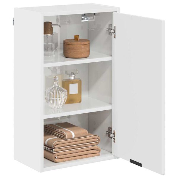 vidaXL Mobile da Bagno con porta Bianco Lucido 39 x 23,5 x 65 cm
