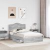 vidaXL Letto con Contenitore con testiera Grigio Sonoma 135 x 190 cm