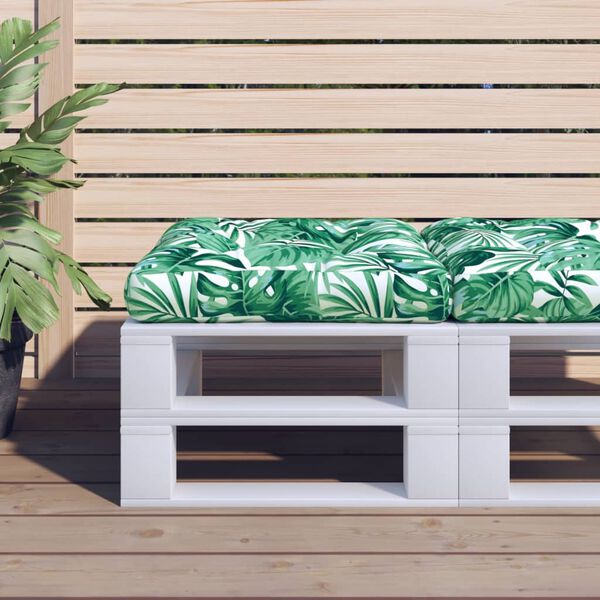 vidaXL Cuscino per Pallet con Motivo a Foglie 50x50x12 cm in Tessuto