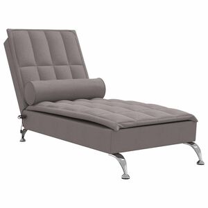 vidaXL Chaise Longue Massaggi con Capezzale Tortora in Tessuto