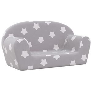 vidaXL Divano Bambini 2 Posti Grigio Chiaro con Stelle Morbido Peluche