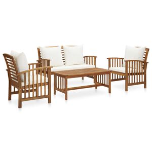 vidaXL Set Divani da Giardino 4 pz con Cuscini in Massello di Acacia