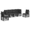 vidaXL Set di divani da esterno con cuscino 6 pcs Nero Poliestere