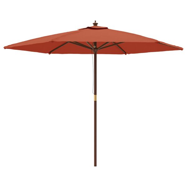 vidaXL Ombrellone da Giardino con Palo in Legno Terracotta 299x240 cm