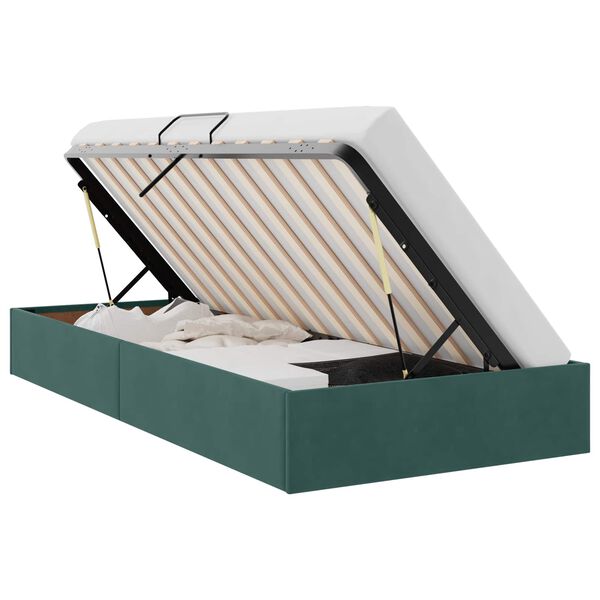 vidaXL Letto con Contenitore Verde Scuro 90 x 190 cm Velluto