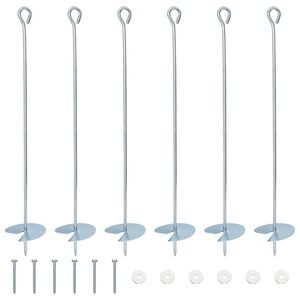 vidaXL Ancora per Terra 6 pcs Argento &Oslash;10 x 60 cm Metallo Galvanizzato