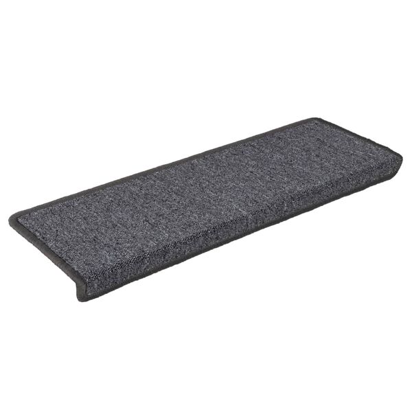 vidaXL Tappetini per scale 15 pz 65x21x4 cm Grigio scuro Bordo rettangolare