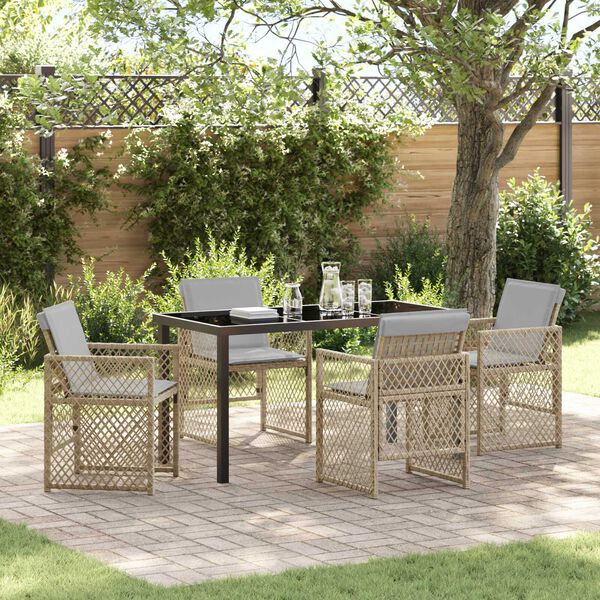 vidaXL Set da Pranzo per Giardino 5 pcs Beige polyrattan