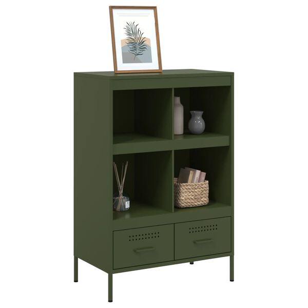 vidaXL Credenza Verde Oliva 68x39x101,5 cm in Acciaio