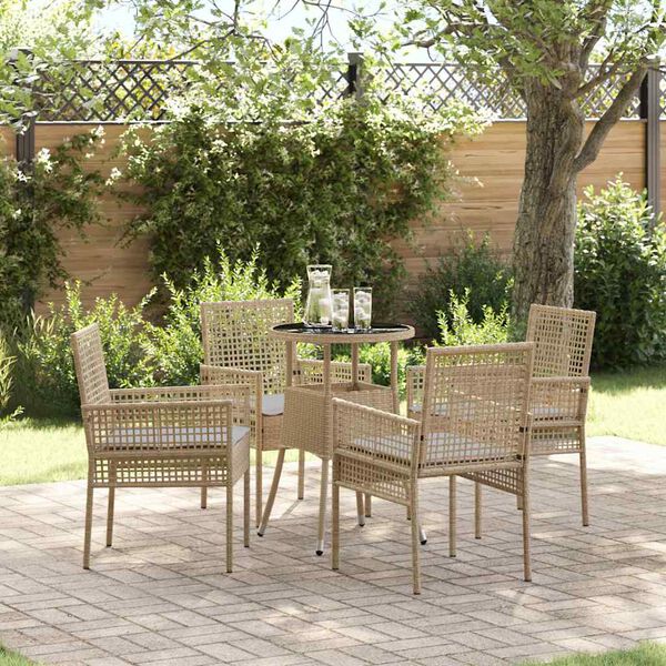 vidaXL Set da Pranzo per Giardino 5 pcs Beige Poly Rattan