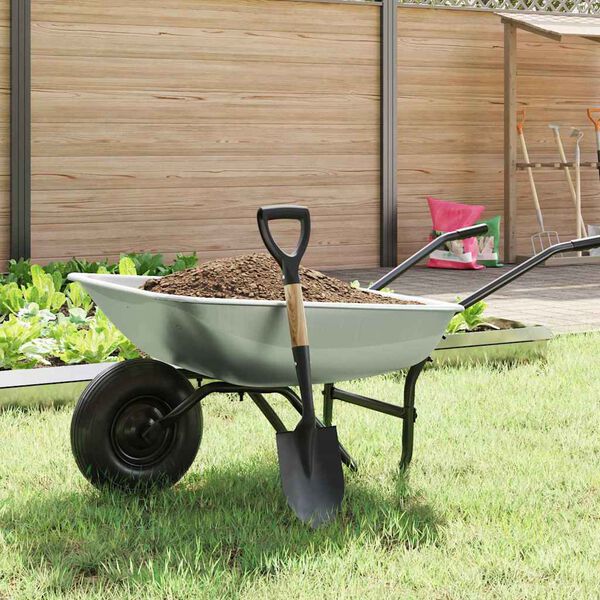 vidaXL Pala Nero 68,5 cm Acciaio Rivestito e Legno Massiccio