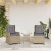 vidaXL Sedie da Giardino Reclinabili 2 pz Beige Polyrattan