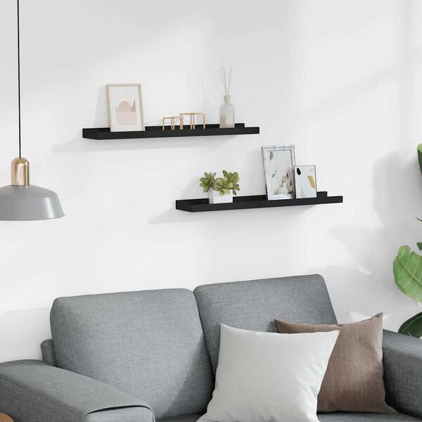 vidaXL Mensole con Sporgenza 2 pz Nere 60x9x3 cm MDF