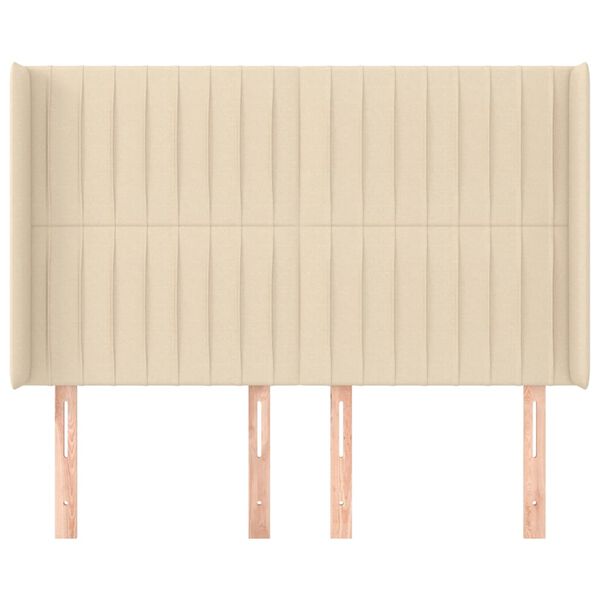 vidaXL Testiera ad Orecchio Crema 147x16x118/128 cm in Tessuto