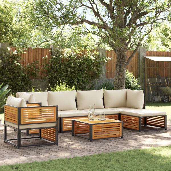 vidaXL Set Divano da Giardino 7 pz con Cuscini Legno Massello Acacia