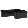 vidaXL Set Divani da Giardino 10pz con Cuscini in Polyrattan Nero