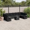 vidaXL Set Divani da Giardino 11 pz con Cuscini in Polyrattan Nero
