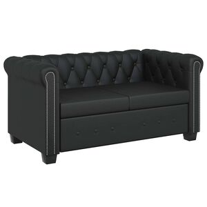 vidaXL Divano Chesterfield a 2 Posti in Finta Pelle Nero