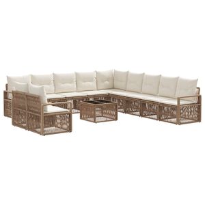 vidaXL Set Divano da Giardino 12 pcs Beige polyrattan