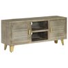vidaXL Mobile TV Legno Massello di Mango Grigio e Ottone 110x30x48cm