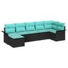 vidaXL Set Divano da Giardino 7 pz Nero polyrattan