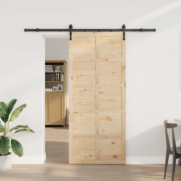vidaXL Porta scorrevole Marrone 100 x 208 cm Pino massello